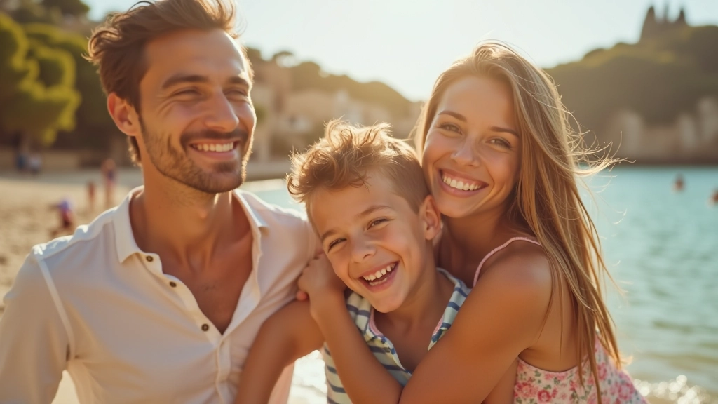 Famille heureuse en vacances
