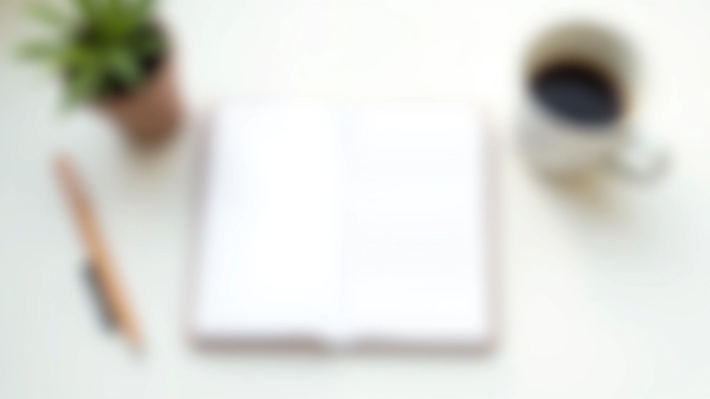 Carnet ouvert avec budget écrit à la main, stylo, tasse de café et plante verte sur un bureau blanc