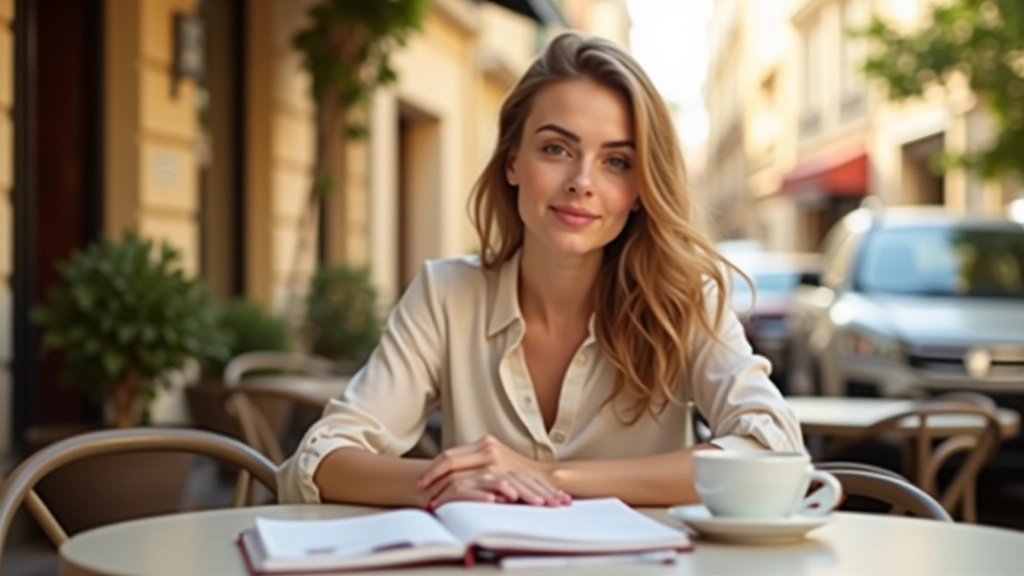 Femme planifiant son budget vacances avec un carnet et une tasse de café